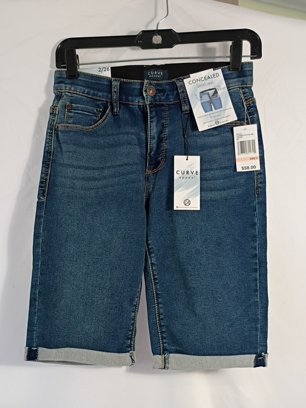 NWT Curve Appeal Bali Bermuda Jean Shorts With Comfort Waist Women's Size 2/26